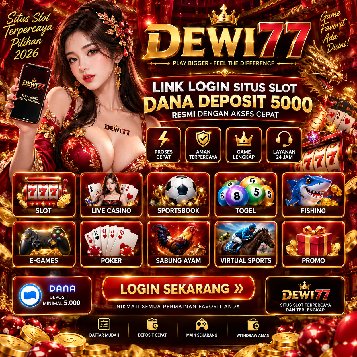 DEWI77 > Link Login Situs Slot Dana Deposit 5000 Resmi dengan Akses Cepat